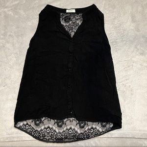Ardene - Black Lace Button Up Tank Top (SIZE XS)